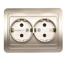 Розетка Smartbuy "Марс" 2гн. 16A С/З пластик шампань