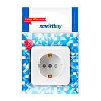 Розетка Smartbuy "Юпитер" 1гн. 16A С/З со шторкой пластик белый