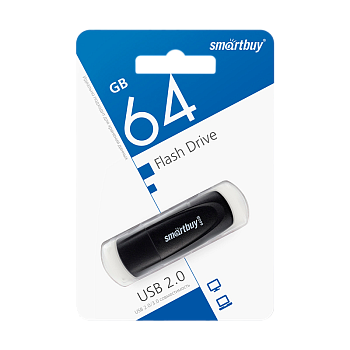 Флеш-накопитель Smartbuy Scout 64GB USB2.0 пластик черный 
