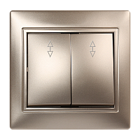 Выключатель Smartbuy проходной 2-клавишный 10А шапмпань "Венера"