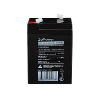 Аккумулятор свинцово-кислотный GoPower LA-645/security 6V 4.5Ah клеммы T1/ F1 в картонной упаковке (