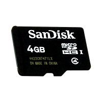 Карта памяти microSD SanDisk 4GB Class4 20 МБ/сек с адаптером
