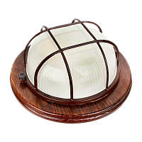 Светильник влагозащищенный Camelion 1301D 60W 230V E27 IP54 накладной решетка орех (1/8)
