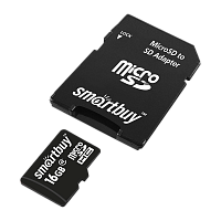 Карта памяти microSD Smartbuy 16GB Class4 4 МБ/сек с адаптером