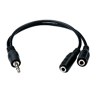 Кабель AUX Atcom Jack 3.5mm (m)-2xJack 3.5mm (f) 0.1м силикон черный (1/500)