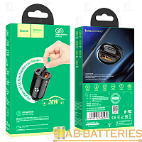 Автомобильное З/У HOCO NZ2 1USB/Type-C 4.8A 30W QC3.0 черный (1/12/120) 