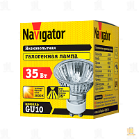 Лампа галогенная Navigator JCDR GU10 35W 3000К 230V софит прозрачная (1/10/200)