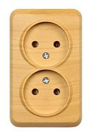 Розетка Smartbuy "Юпитер" 2гн. 10A Б/З пластик светлое дерево