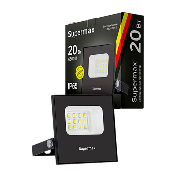 Прожектор светодиодный Supermax 20W IP65 6500К дневной (1/100)