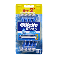 Бритва одноразовая Gillette "BLUE3 Cool" 3 лезвия ENG 6+2шт. (1/3/12)