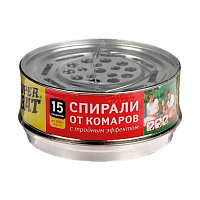 Спирали SuperBAT от комаров бездымные, тройного действия 15шт. красный в металической банке (1/24)