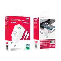 Сетевое З/У GFPower S75PQ-TT 1USB+1Type-C 30W QC3.0 с кабелем Type-C белый (1/30/180) 