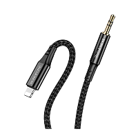 Переходник AUX Borofone BL7 Jack 3.5mm (m)-Lightning (m) 1м нейлон черный (1/360)