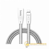 Кабель HOCO U11 USB (m)-Lightning (m) 1.2м 2.4A ткань серебряный (1/30/300)