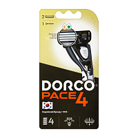Бритва DORCO "PACE4" 4 лезвия 2 кассеты (1/36) 