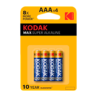 Батарейка Kodak MAX LR03 AAA BL4 Alkaline 1.5V (4/40/200/32000) 