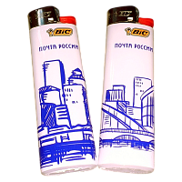 Зажигалка кремниевая BIC J3 "Почта России" белый синий (50/600)