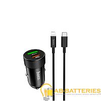 Автомобильное З/У HOCO Z32B 1USB/Type-C 2.4A QC3.0 черный (1/14/140) 