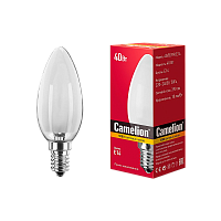 Лампа накаливания Camelion E14 40W 220V свеча матовая (1/100)