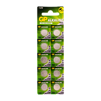 Батарейка GP G12/LR1142/LR43/386A/186 BL10 Alkaline 1.5V отрывные (10/250/5000) R 