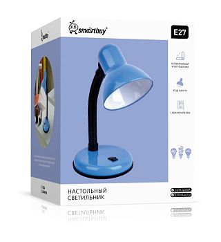 Светильник настольный Smartbuy E27 на основании голубой