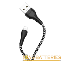 Кабель Borofone BX39 USB (m)-Lightning (m) 1.0м 2.4A нейлон черный белый (1/360)