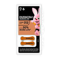Батарейка Duracell ACTIVAIR ZA312 BL6 Zinc Air 1.45V (6/60/600)