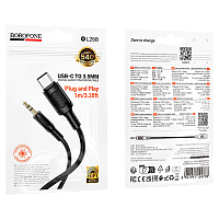 Кабель AUX Borofone BL25B Jack 3.5mm (m)-Type-C (m) 1м черный