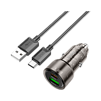Автомобильное З/У HOCO Z52 1USB/Type-C 3.0A 38W QC3.0 с кабелем Type-C черный (1/12/120) 