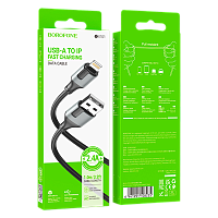 Кабель Borofone BX101 USB (m)-Lightning (m) 1м 2.4A TPE черный (1/360)