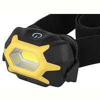 Фонарь налобный ЭРА GB-701 Практик 5W COB от батареек сенс. 3 режима черный желтый