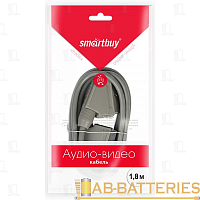 Кабель Smartbuy KA-418 SCART (m)-SCART (m) 1.8м силикон серый (1/25)