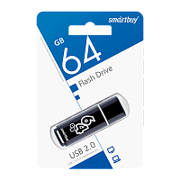 Флеш-накопитель Smartbuy Glossy 64GB USB2.0 пластик черный 