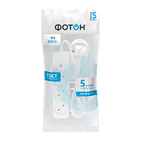 Удлинитель Фотон 10-53S 3р.Б/З 10A 5.0м с выкл. ПВС 2x0.75мм² белый (1/20)