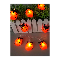 Гирлянда Космос "Божья коровка" 20LED уличная нить 1 режим красный (1/12)