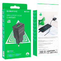Сетевое З/У Borofone BA59A 1USB 2.4A QC3.0 черный (1/35/140) 