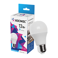 Лампа светодиодная Космос A60 E27 13W 4500К 200-240V груша матовая (1/10/80)
