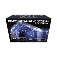 Гирлянда Старт НГ 100LED 3х0.7м бахрома для улицы длина шнура 2м холодный белый (1/10/50) 
