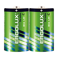 Батарейка Ergolux R14 C SH2 Zinc Carbon 1.5V (2/12/288) 