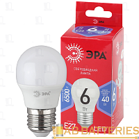 Лампа светодиодная ЭРА P45 E27 6W 6500К 220-240V шар RED LINE ECO (1/10/100)