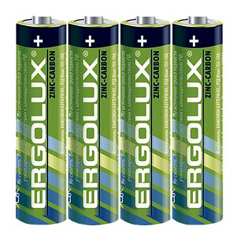 Батарейка Ergolux R03 AAA SH4 Zinc Carbon 1.5V (4/60/1200)