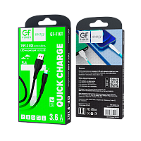 Кабель GFPower F16T USB (m)-Type-C (m) 1м 3.6A ПВХ индикация черный (1/120/480)
