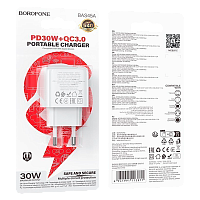 Сетевое З/У Borofone BAS45A Type-C 3.0A 30W QC3.0 белый (1/76/304)