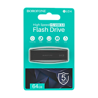Флеш-накопитель Borofone Wonder BUD4 64GB USB3.0 пластик черный (1/40) 