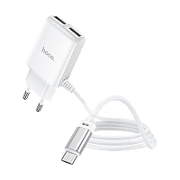 Сетевое З/У HOCO C82A 2USB 2.4A с кабелем microUSB белый (1/13/130)
