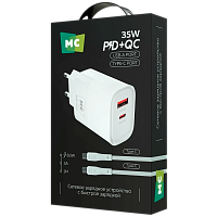 Сетевое З/У MORE CHOICE NC82a 1USB+1Type-C 3.0A 35W PD,QC с кабелем Type-C/Type-C белый 