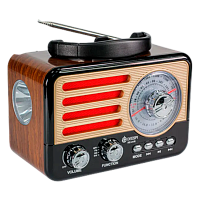 Радиоприемник DEESPI S1210 RE-01R пластик BT/AM/FM/SW/USB/AUX/MicroSD РЕТРО-стиль (1/40) 