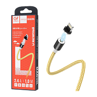 Кабель GFPower MAG09L USB (m)-Lightning (m) 1.0м 2.4A нейлон магнит золотой (1/200/800)