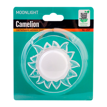 Ночник Camelion NL-257 "солнце RGB" 220V в розетку LED (1/30/120)
