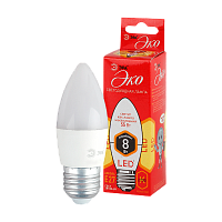 Лампа светодиодная ЭРА B35 E27 8W 2700К 220-240V свеча Eco (1/10/100)